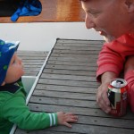 Sullivan and Shaun played peekaboo in the companionway