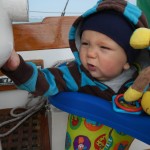 The next day we raced with Sea Scouts. Sullivan was hanging out in the cockpit in his jumper