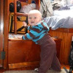 Sully can crawl up the step to the ladder so now we have to be extra careful