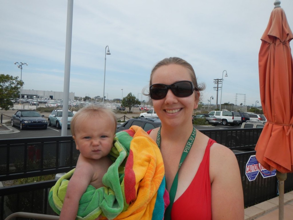 A little grouchy stink face after being taken out of the pool